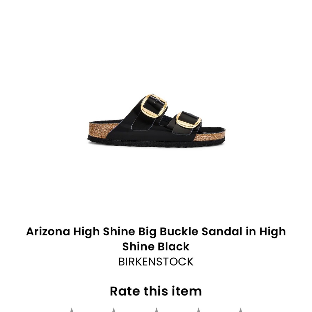 Arizona High Shine Big Buckle Sandal in High
Shine Black
